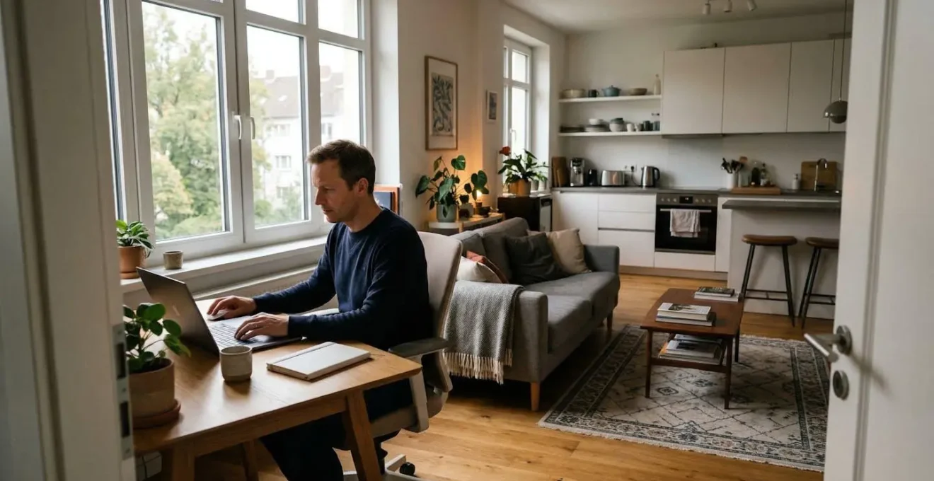 Intérieur appartement meublé équipé avec espace bureau près de Genève