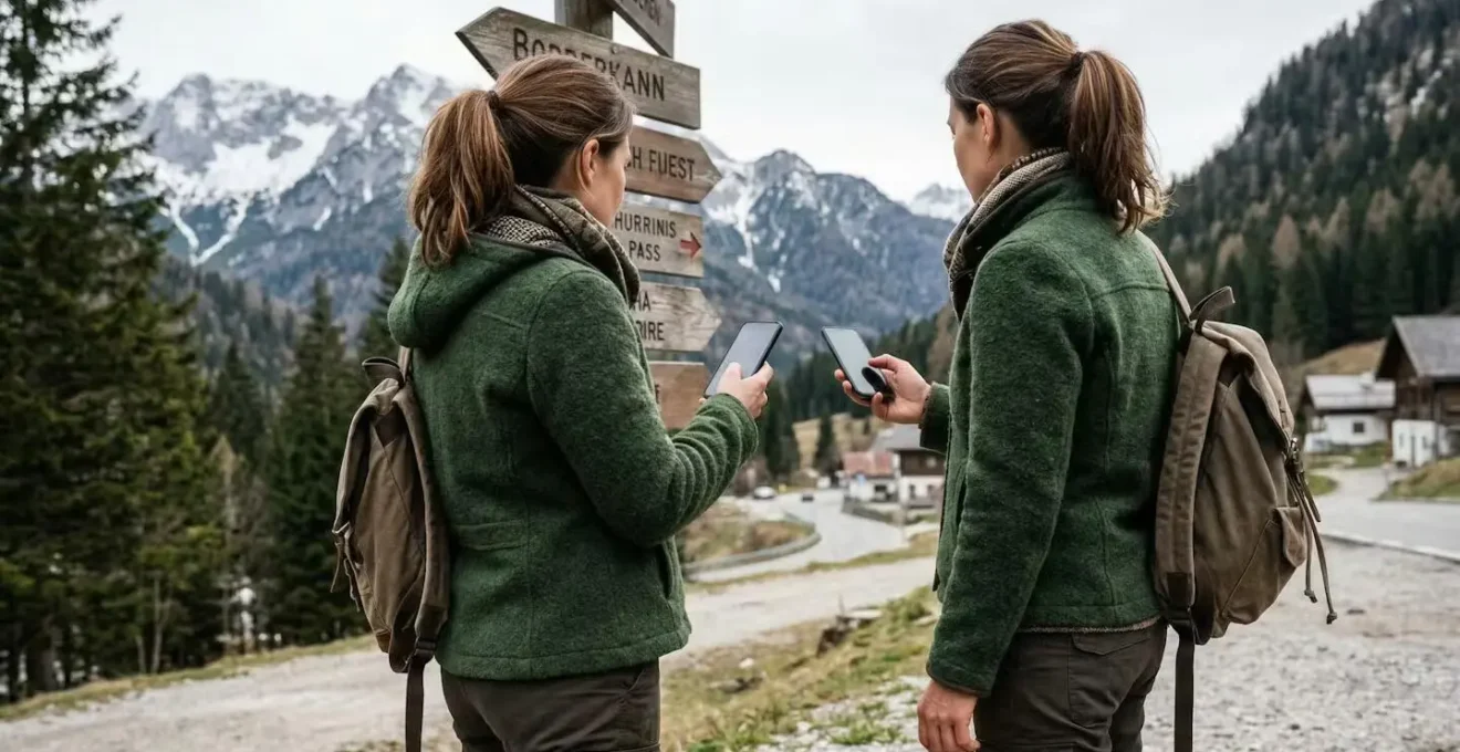 Professionnel vérifiant son itinéraire vers Genève depuis la Haute-Savoie